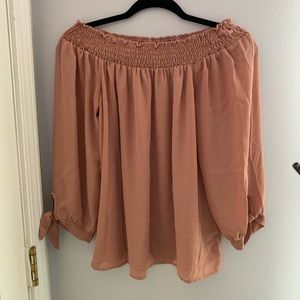 Size M off-shoulder peach/nude chiffon top